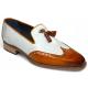 Duca Di Matiste "Cosenza" Gold/Off White Genuine Italian Calf Leather Weave Print Loafers.